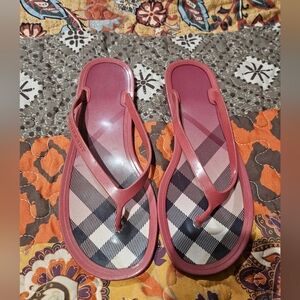 Burberry Jelly Flip Flops Pink Check Size 38